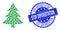 Rubber Stop Deforestation Round Seal Stamp and Fractal Fir Tree Icon Collage