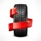 Rubber tire & ribbon