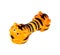 Rubber toy for dogs isolated on white background. It`s a tiger-bone toy. You will have a lot of fun with it and playing