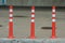 Rubber traffic pole with red and white color.