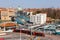 Rubber-tyred tram and bus station at Piazzale Roma public transport in Venice, Italy