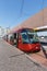 Rubber-tyred tram type Translohr at Piazzale Roma public transport in Venice, Italy