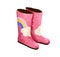 Rubber wellies, stylish waterproof gumboots for rain weather. Cute trendy modern rainwear, kids protective footwear