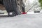 Rubber Wheel Chock, anti-rollback stop under the wheel of the car on the snow. Wheel Chocks anti-skid Vehicle Wheel