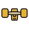 Rubber wheels skateboard icon, outline style