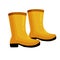 Rubber yellow boot. Waterproof rain shoes for fishing and gardening.