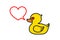 Rubber yellow duck with hearts in eyes