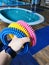 Rubberized not smooth rings for teaching children swimming.