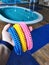 Rubberized not smooth rings for teaching children swimming.