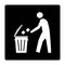 Rubbish bin sign on black background drawing by illustration