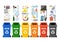 Rubbish bins for recycling different types of waste. Garbage containers vector infographics