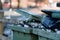 Rubbish flows out from a green bin in the UK after a weekend of drinking in the Lake District, Cumbria