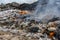 Rubbish hill on fire. Pollution Concepts. Big mountain Garbage Recycling yard