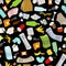 Rubbish seamless pattern. Garbage texture. trash ornament. dirty