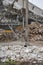 Rubble from earthquake aftermath destroyed warehouse