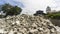 Rubble from a partially destroyed church. Facade of building completely obliterated. Caused by an earthquake in Bohol