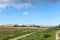 Rubjerg Knude Lighthouse on the coast of the North Sea in the Jutland in northern Denmark. Natural landscape with sand