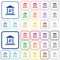 Ruble bank office outlined flat color icons