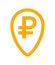 Ruble currency symbol in pin point for icon, russia ruble money yellow orange, ruble money symbol in pointer pin, russian ruble