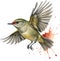 Ruby-crowned kinglet bird. Bird clipart. AI-generated.