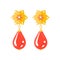 Ruby drop earring. Golden Woman Expensive luxury accessories. Flat style vector illustration
