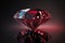 Ruby Gem Diamond dark reflection on gradient background 3d rendering. Generative AI