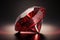 Ruby Gem Diamond dark reflection on gradient background 3d rendering. Generative AI