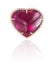 Ruby heart ring on white.