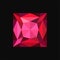 Ruby jewerly square stone, gemstone vector Illustration on a black background