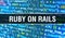 RUBY ON RAILS with Abstract Technology Binary code Background.Digital binary data and Secure Data Concept. Software