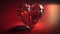 Ruby red diamond heart on red background. Gem jewel cut into love. Brilliant precious stone. Valentine\\\'s Day.
