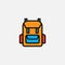 Rucksack backpack icon, outline vector logo illustration, filled color linear pictogram isolated on white.