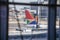 Rudder of a twin-engine passenger jet at Johannesburg International Airport in South Africa