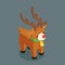 Rudolf christmas deer santa claus helper isometric character new year 3d flat cartoon design vector illustration