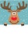 Rudolph deer holding blank paper for your text