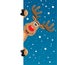 Rudolph deer holding blank paper for your text