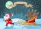 Rudolph deer riding with a girlfriend with Santa Claus