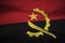 Ruffled Flag of Angola Blowing in Wind