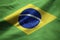 Ruffled Flag of Brazil Blowing in Wind