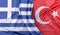 Ruffled Flags of Greece and Turkey. 3D Rendering