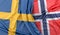 Ruffled Flags of Sweden and Norway. 3D Rendering