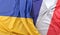 Ruffled Flags of Ukraine and France . 3D Rendering