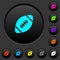 Rugby ball dark push buttons with color icons