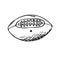 Rugby ball, doodle outline drawing, woodcut style