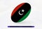 Rugby ball with the flag of Libya on it. Equipment for rugby team of Libya