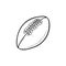 Rugby ball hand drawn outline doodle icon.