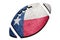 Rugby ball Texas state flag. Texas flag background Rugby ball