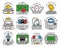 Rugby club championship, sport equipment icons