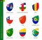 Rugby flag collection. Rugby icon with flag of 9 countries