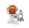 Rugby head astronaut waving character. cartoon mascot vector